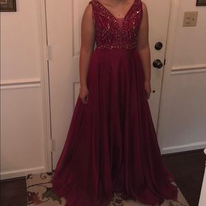 Sherri Hill Cranberry Prom Dress